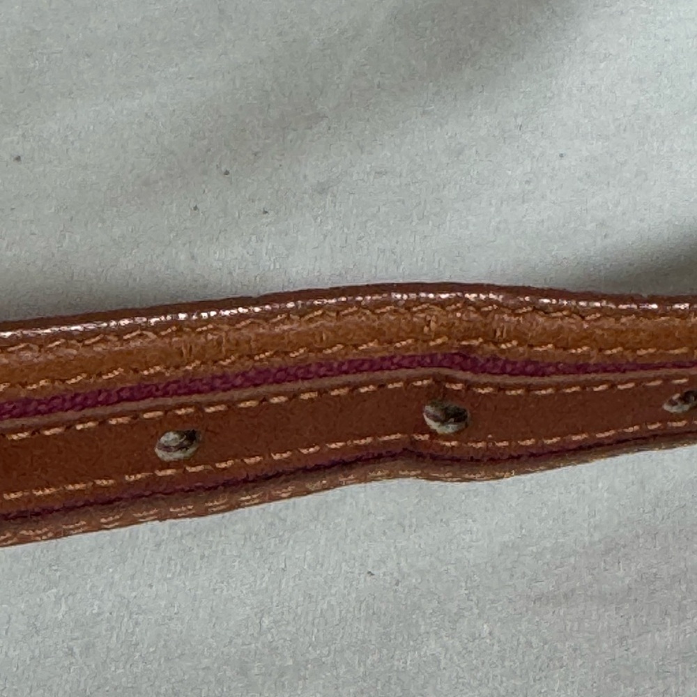 Preppy Men's Belt Genuine Leather and Maroon Fabric Thin Size 34 - Picture 5 of 6